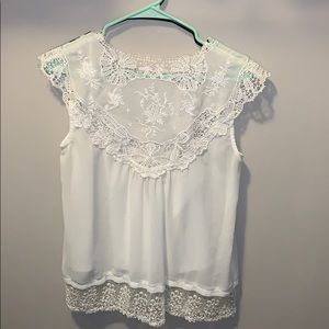 white lace top + camisole